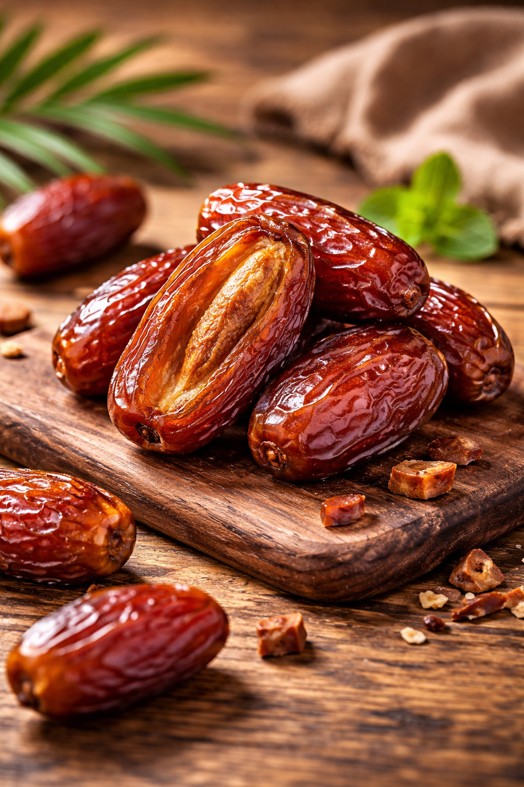Sweet Medjool Dates With Mint Garnish